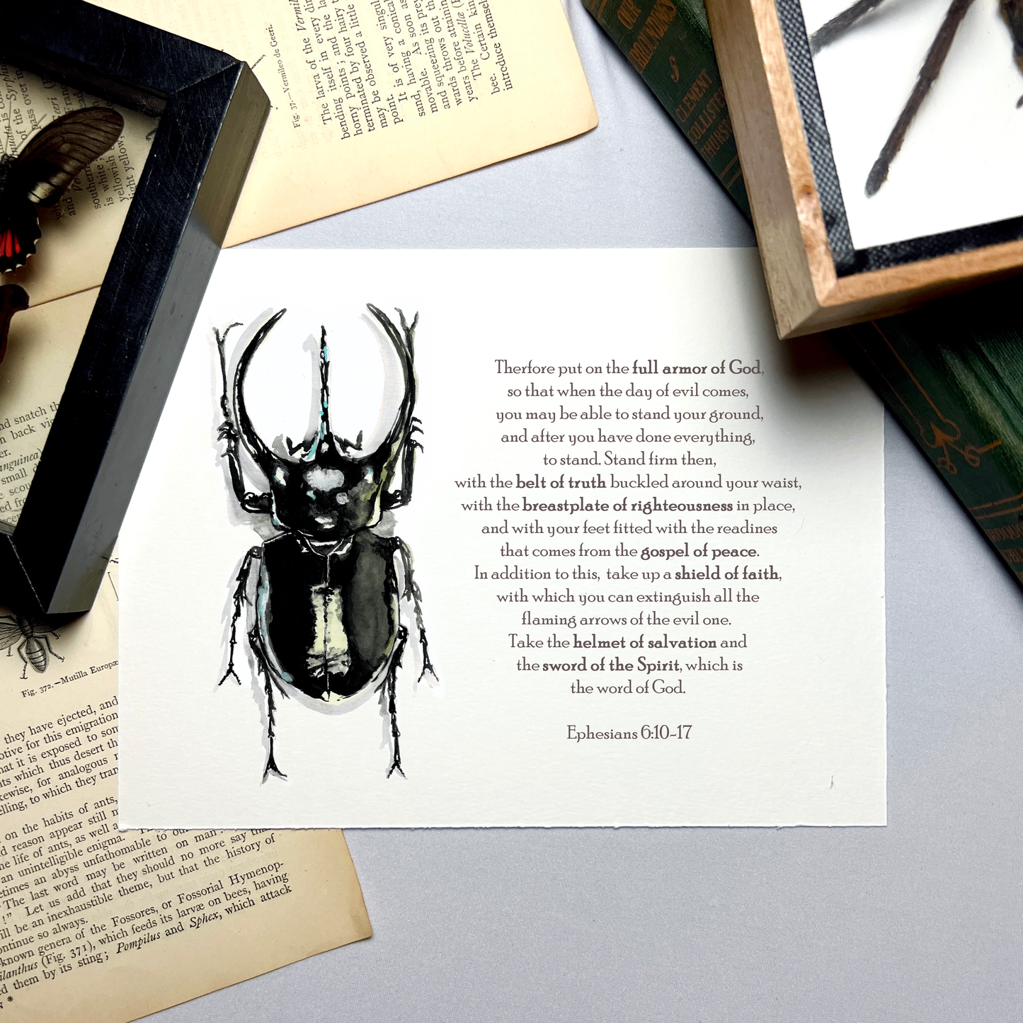 Beetle Scripture Art Print - Ephesians 6:13-17