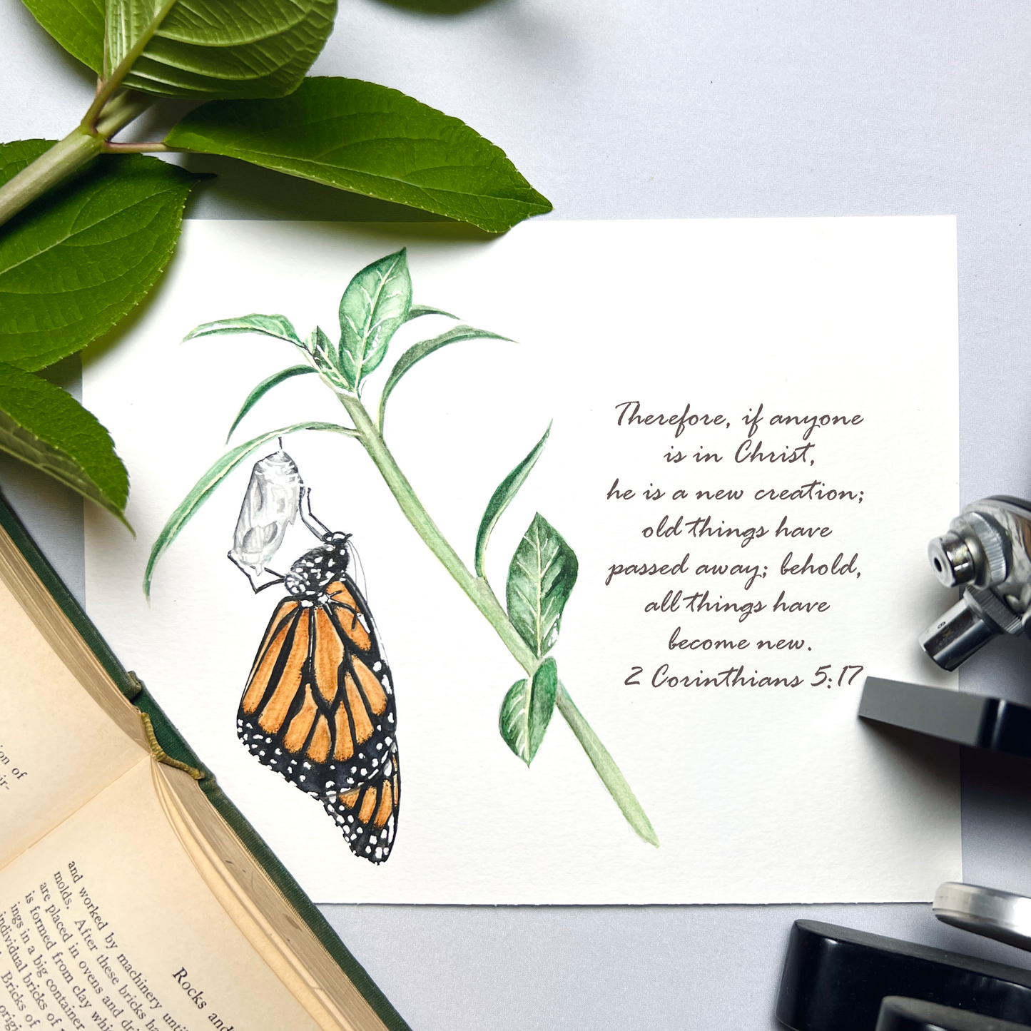 Butterfly Scripture Art Print - 2 Corinthians 5:17