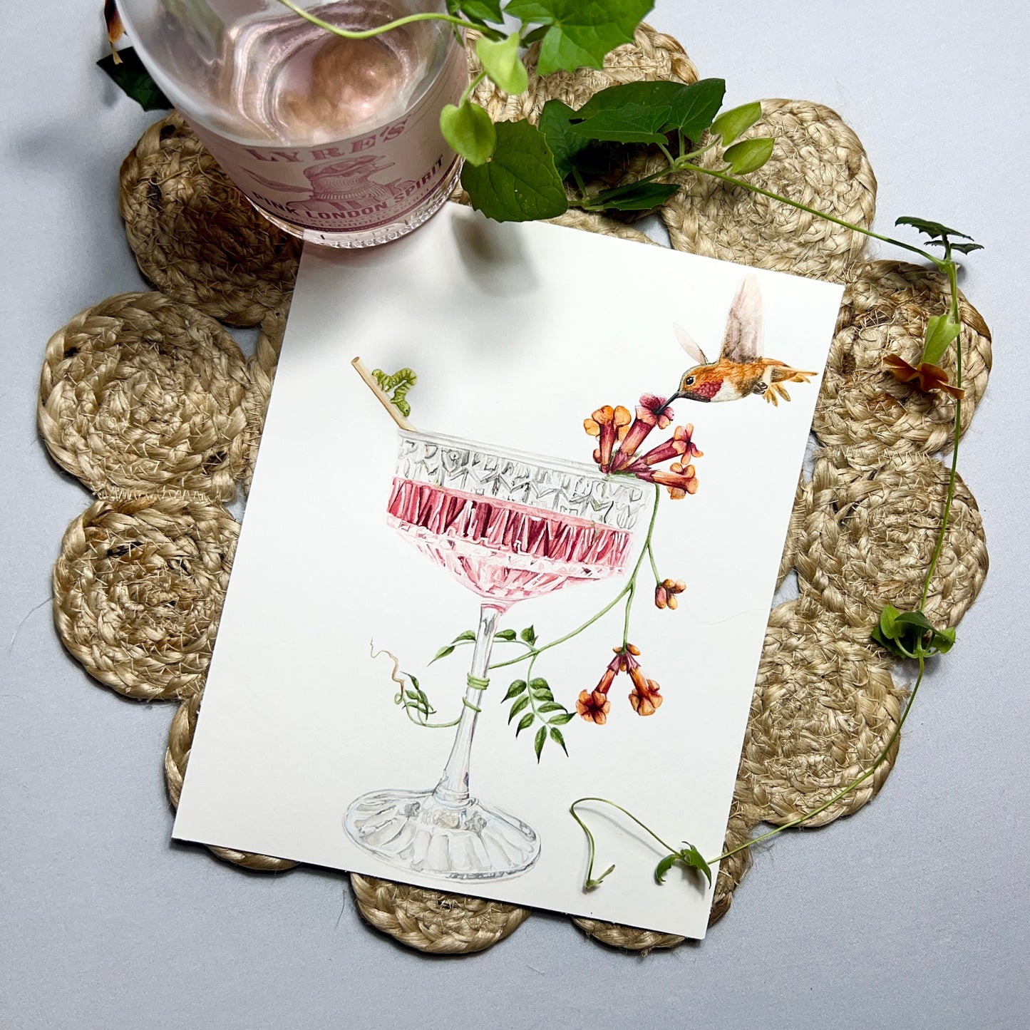 Hummingbird & Cocktail Art Print - Vera