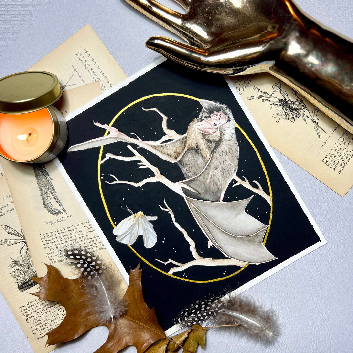 Bat & Moth Art Print (Dark) - Nyx