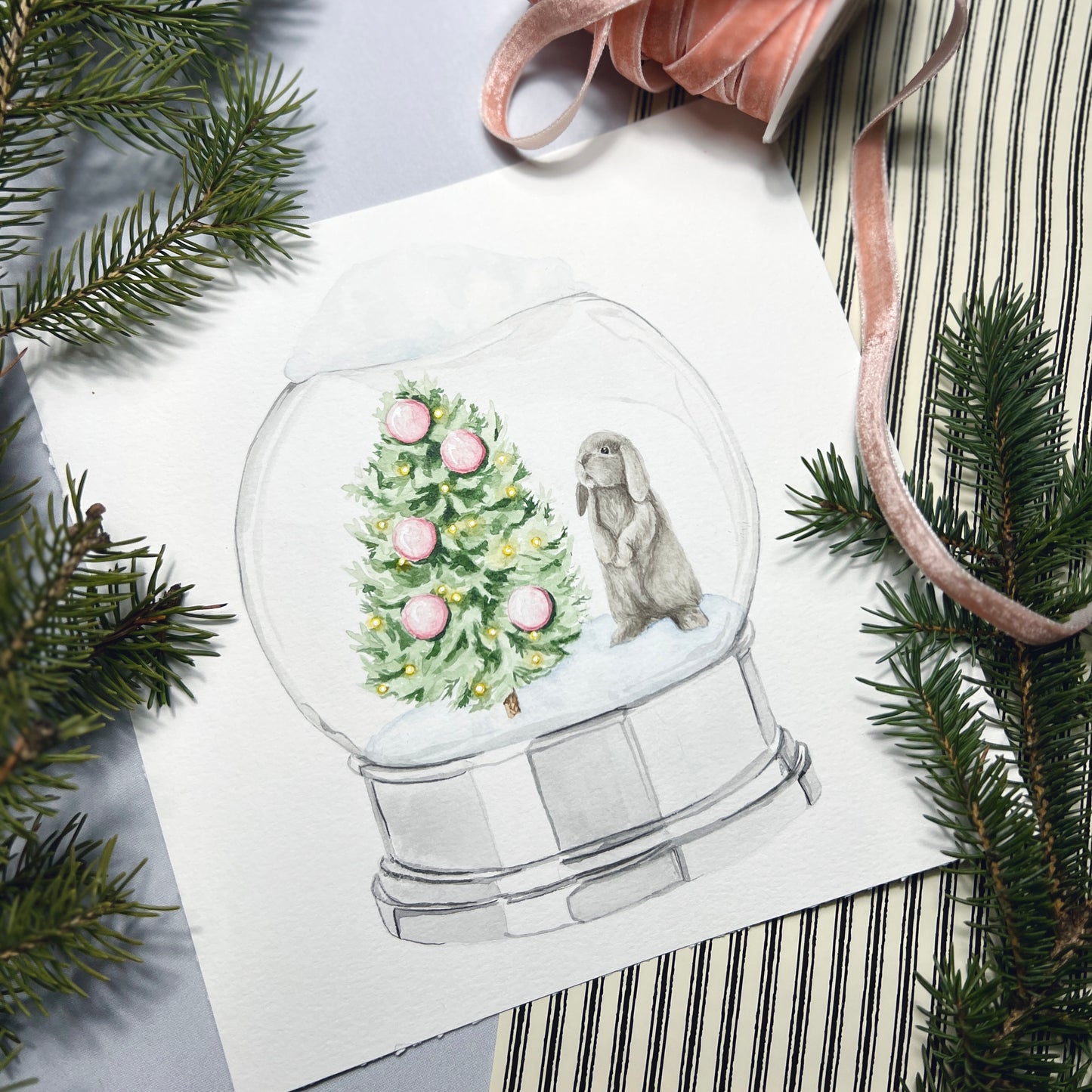 Snow Globe & Bunny Art Print - Arthur