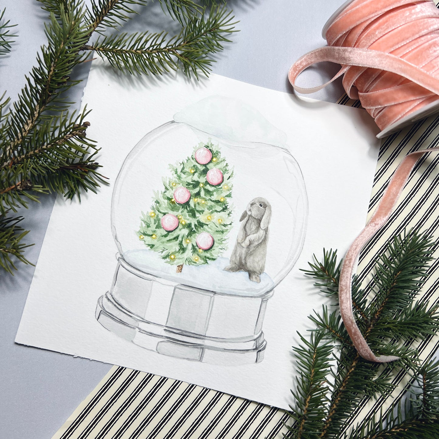 Snow Globe & Bunny Art Print - Arthur