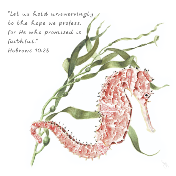 Seahorse Scripture Art Print - Hebrews 10:23