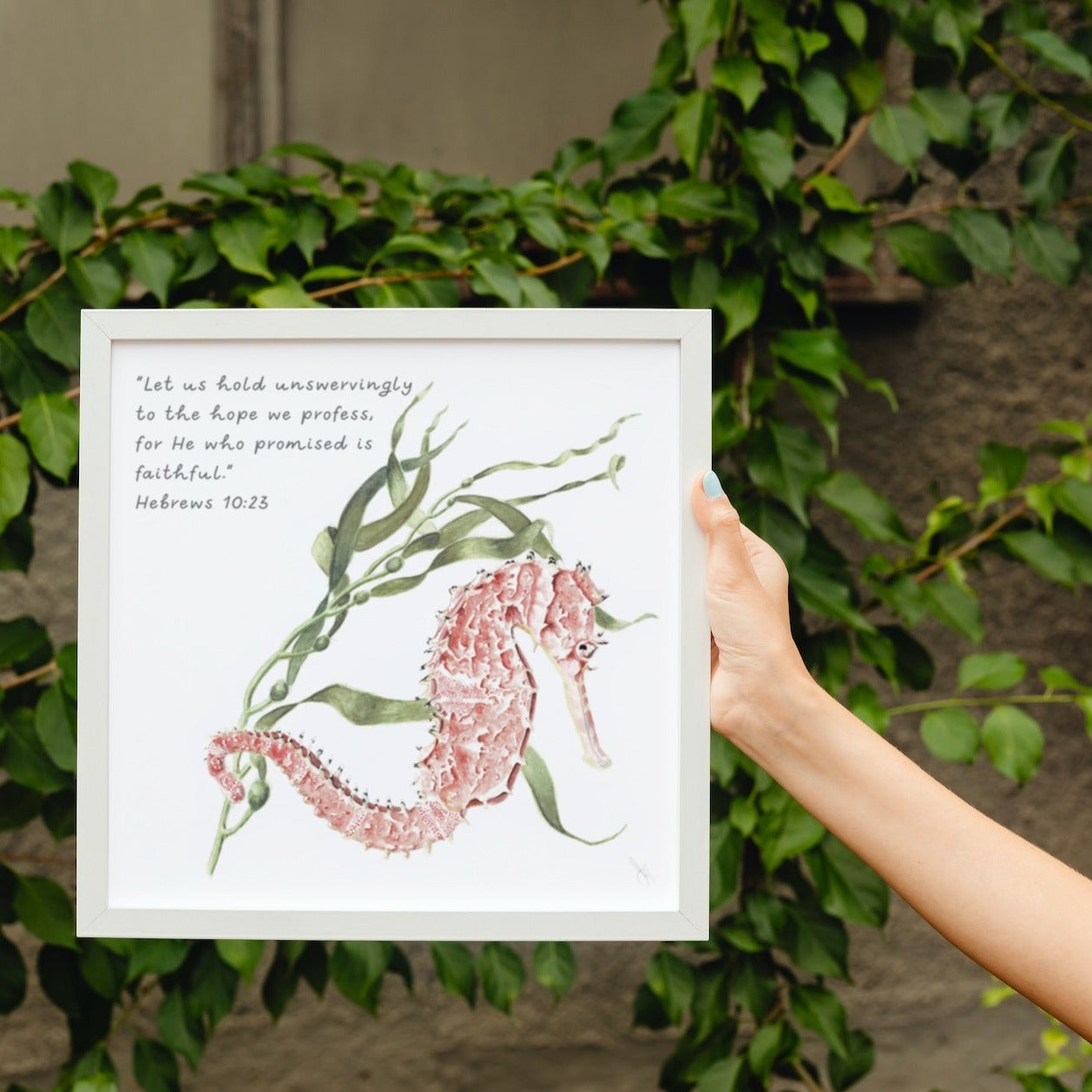 Seahorse Scripture Art Print - Hebrews 10:23