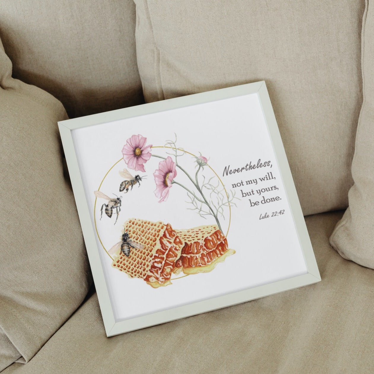 Honeybee Scripture Art Print - Luke 42:22