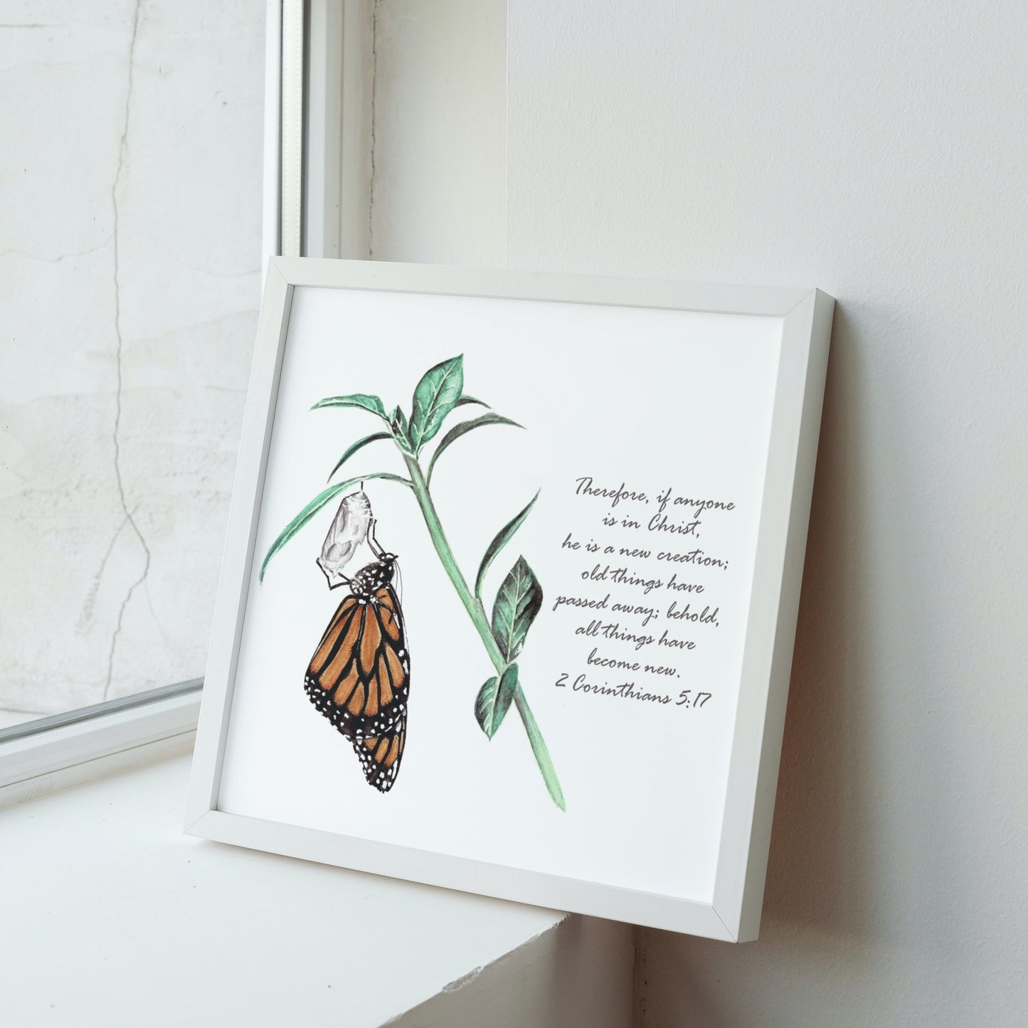 Butterfly Scripture Art Print - 2 Corinthians 5:17