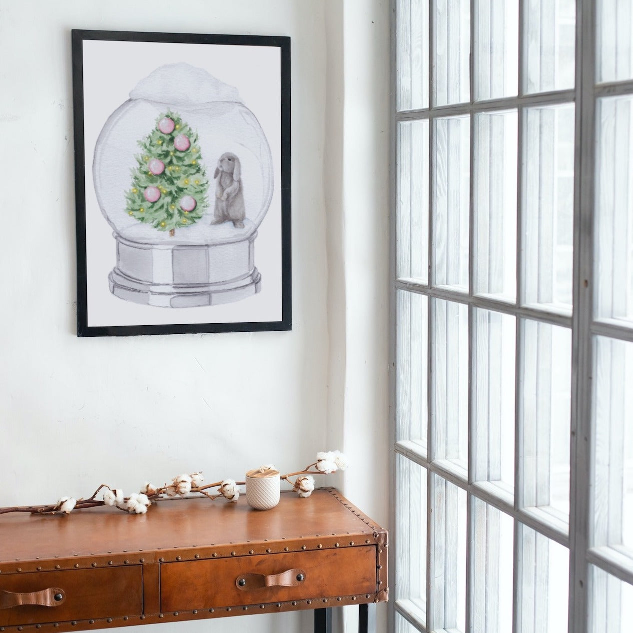 Snow Globe & Bunny Art Print - Arthur