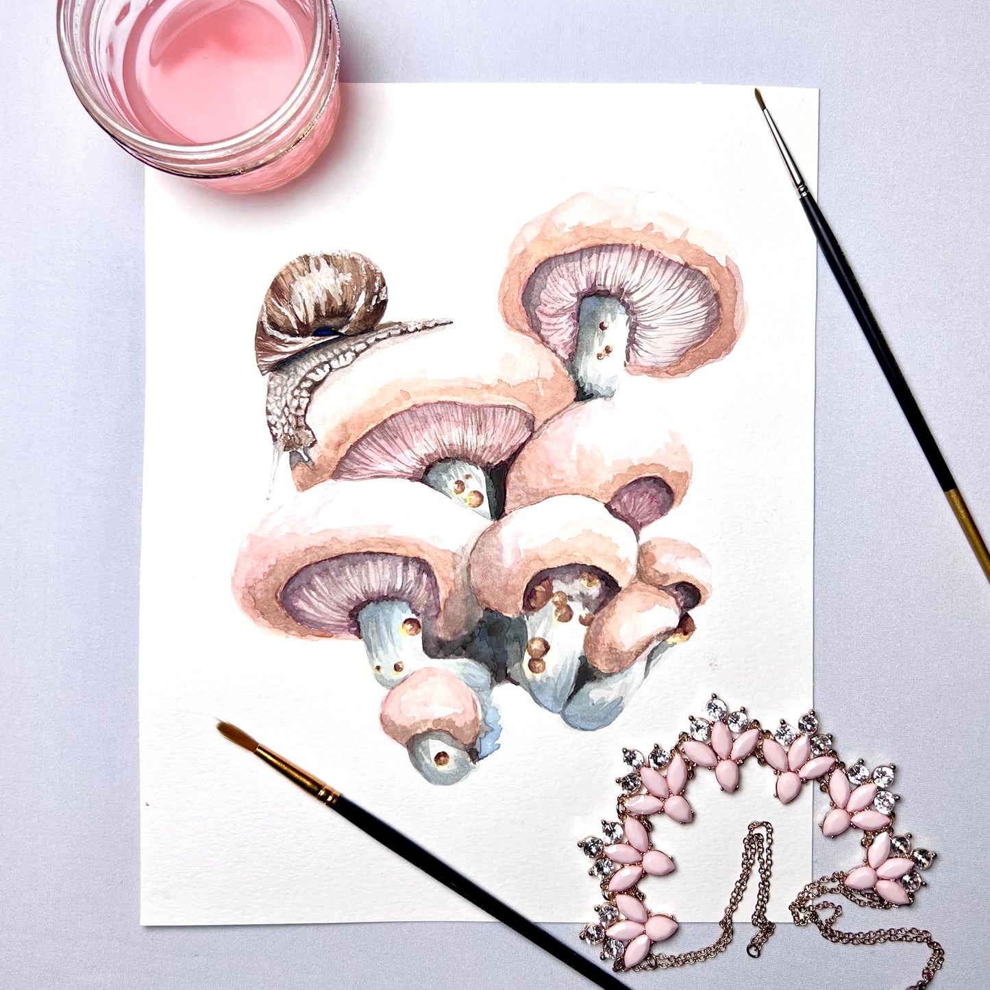 Snail on Mushrooms Art Print - Lief