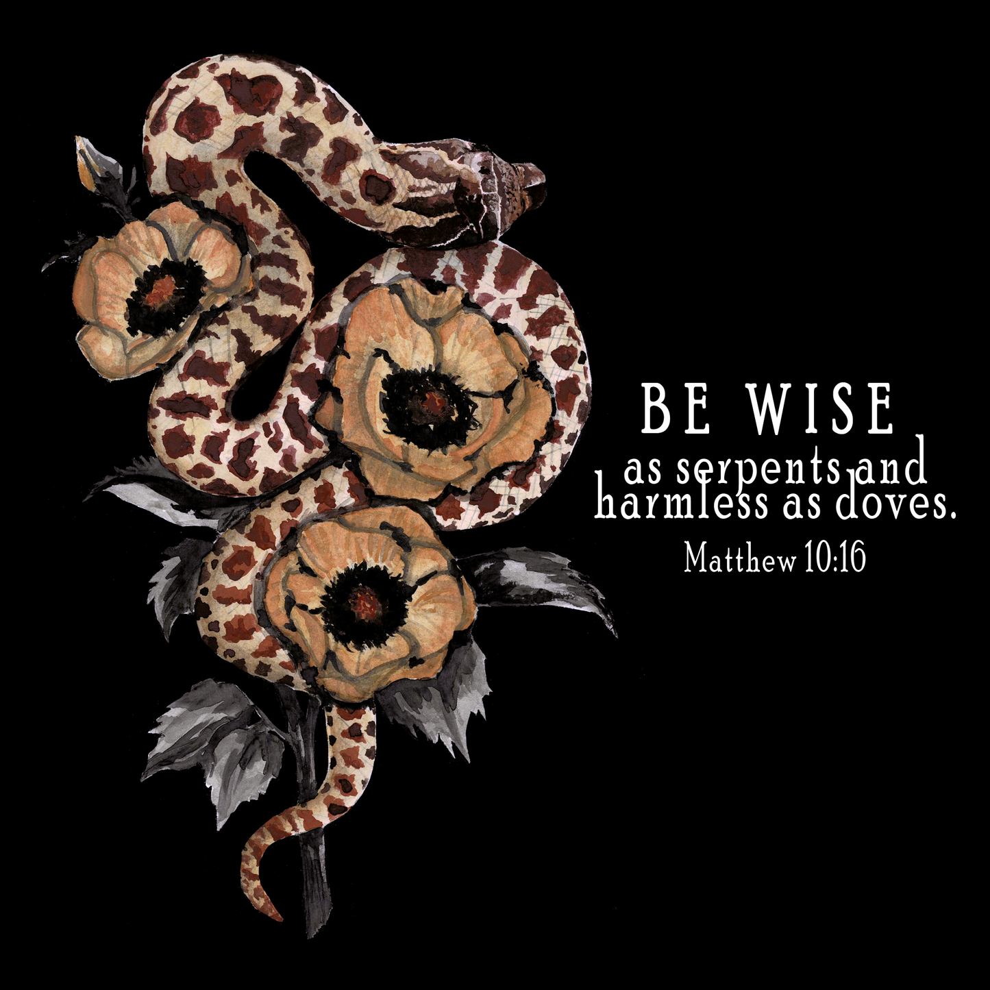 Scripture Hognose Snake Art Print - Matthew 10:16