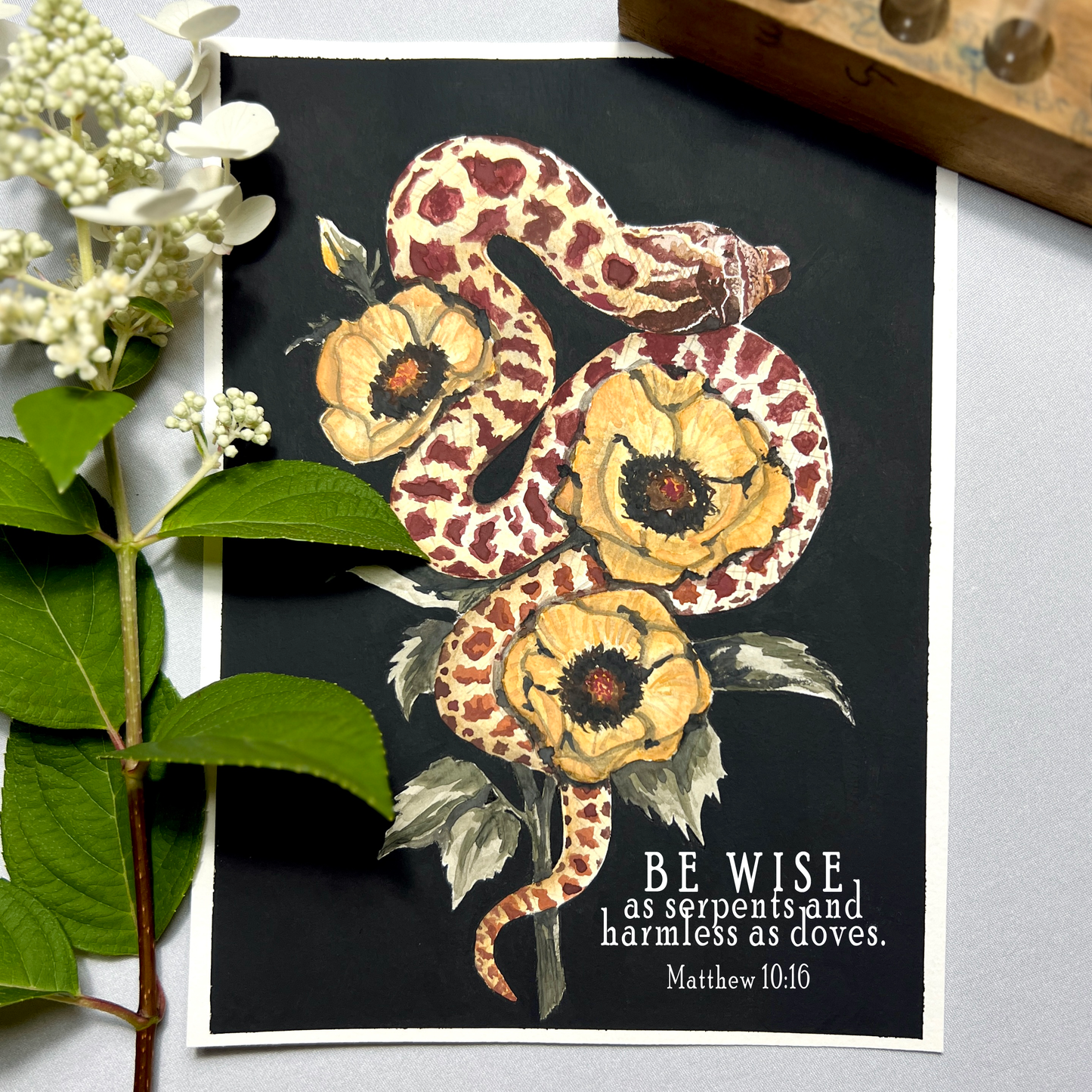 Scripture Hognose Snake Art Print - Matthew 10:16