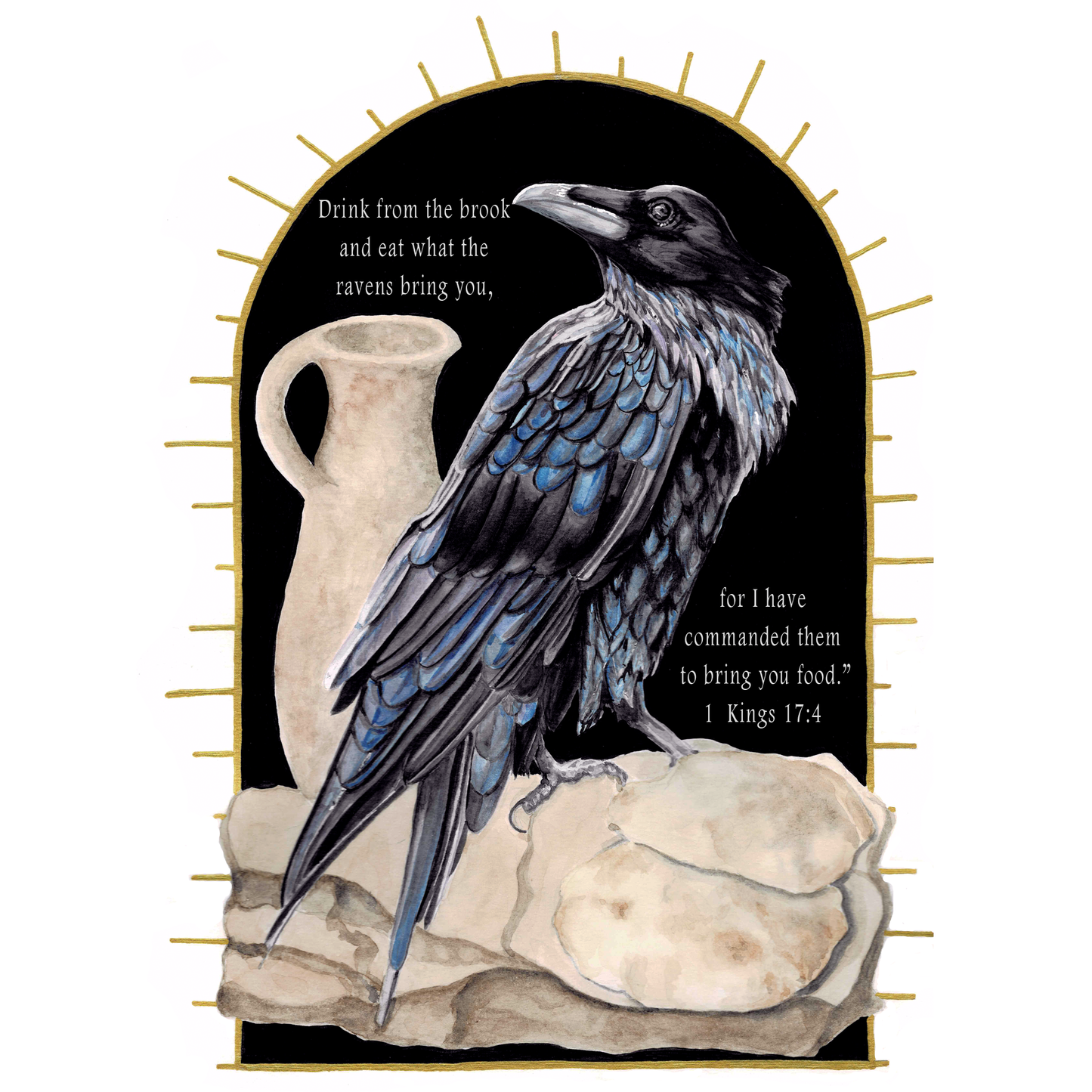 Scripture Raven Art Print - 1 Kings 17:4