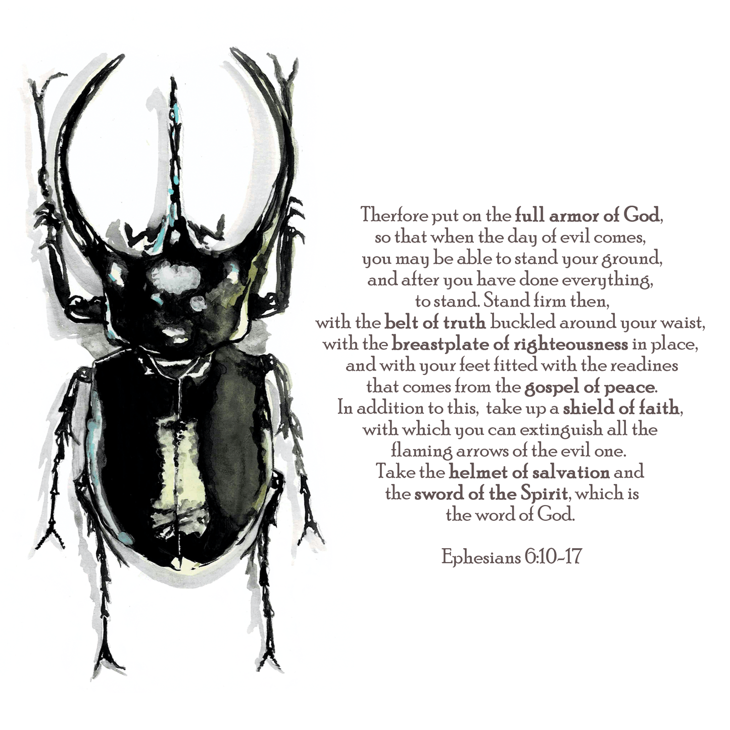 Beetle Scripture Art Print - Ephesians 6:13-17