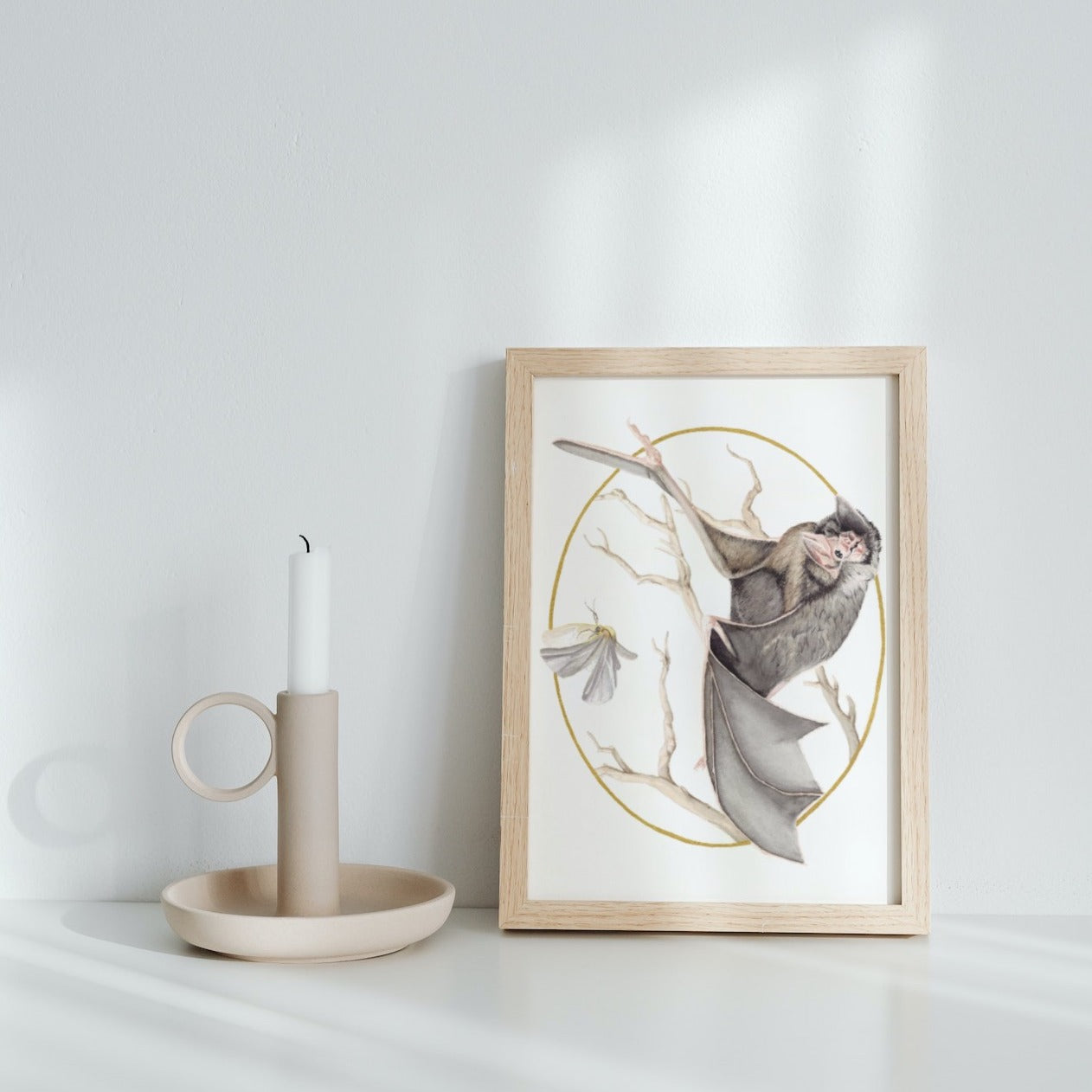 Bat & Moth Art Print (Light) - Nyx